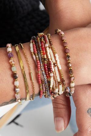 Bracelet Or Avec Pierres Turquoise & Couleur Or Stone h5 Image2
