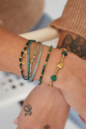 Bracelet Perles Colorées - Collection Pierres Naturelles Vert & Couleur Or Acier Inoxydable h5 Image4