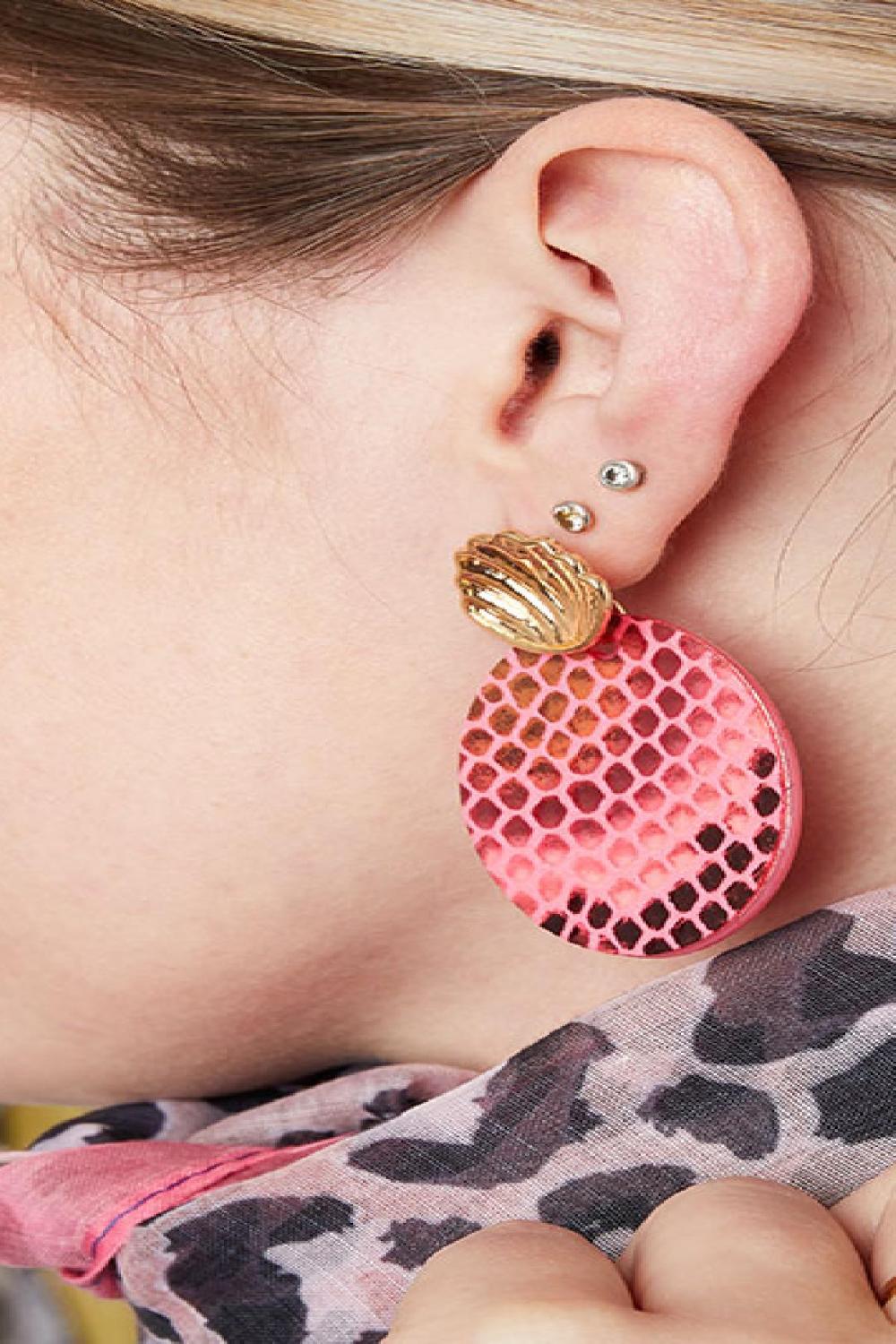 Earrings Snake In A Shell Vert Métal Image2