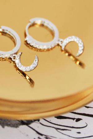 Earrings Sparkling Moon Argenté Plaqué Couleur Or h5 Image2