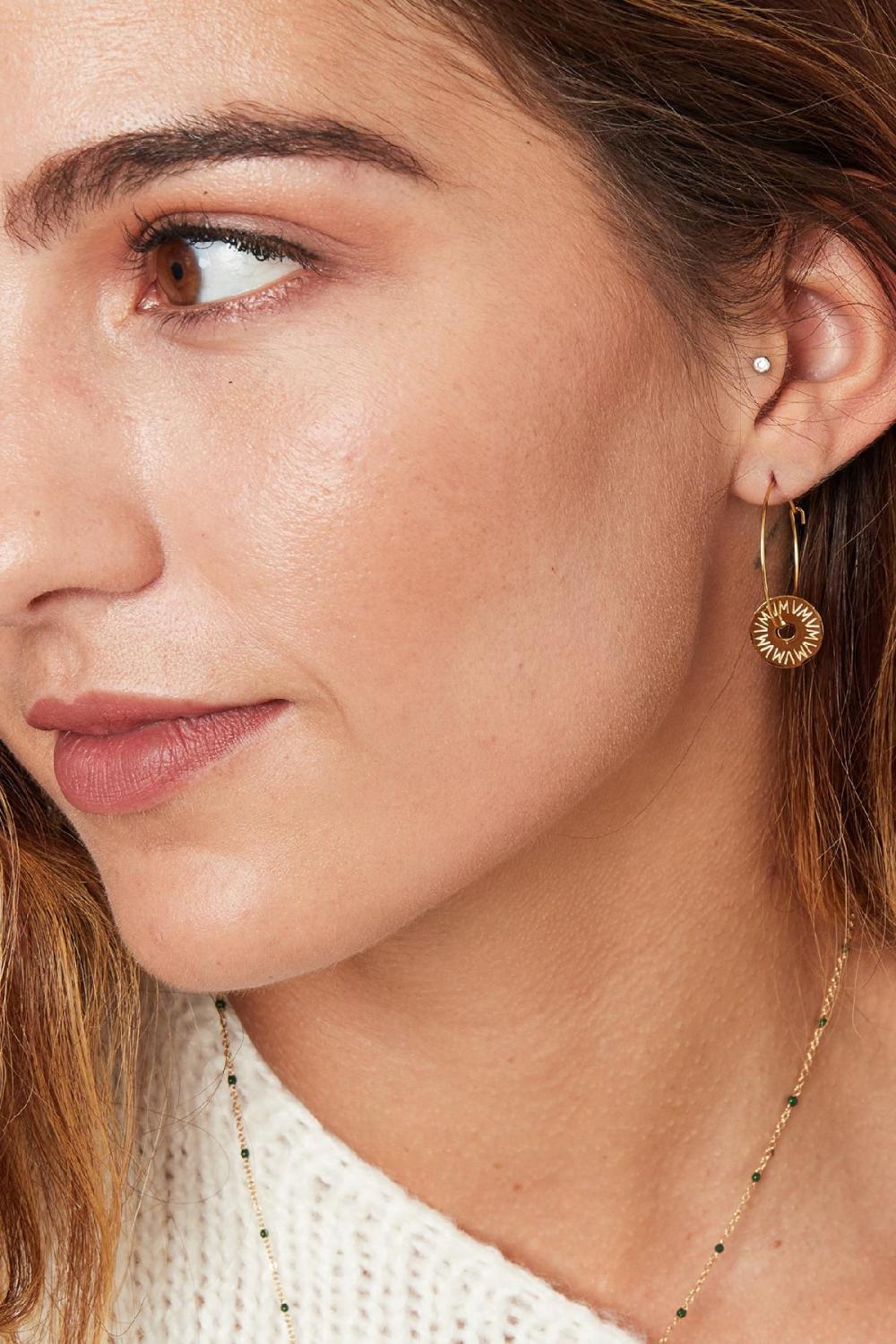 Earrings Little Coin Argenté Acier Inoxydable Image3