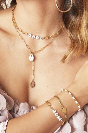 Collier Beads Love Couleur Or Acier Inoxydable h5 Image2