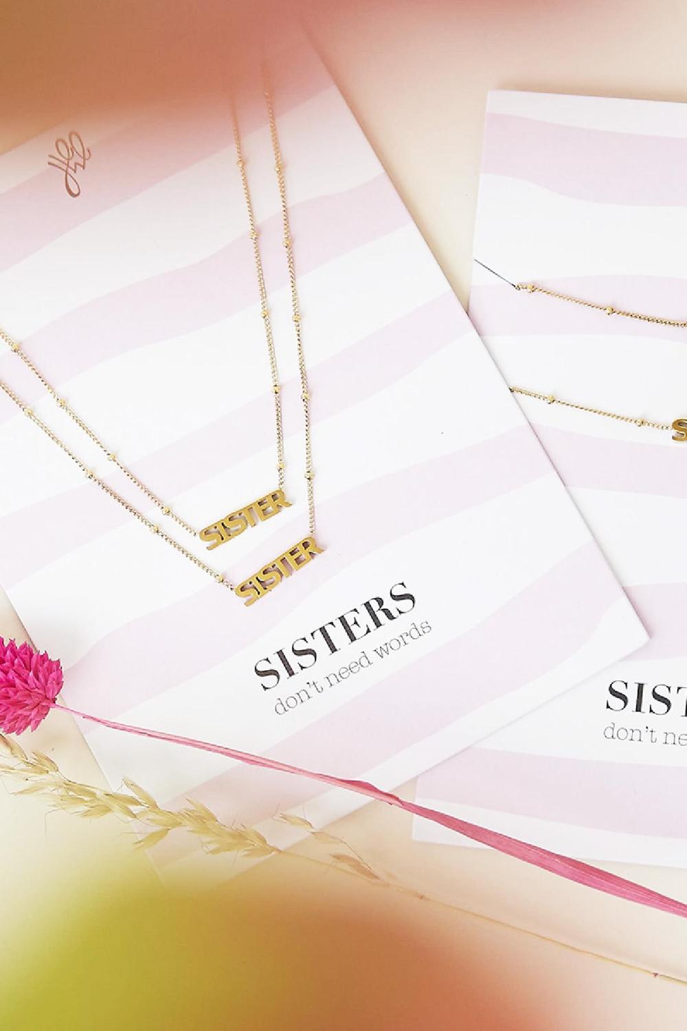 Collier Sisters Don't Need Words Argenté Acier Inoxydable Image2
