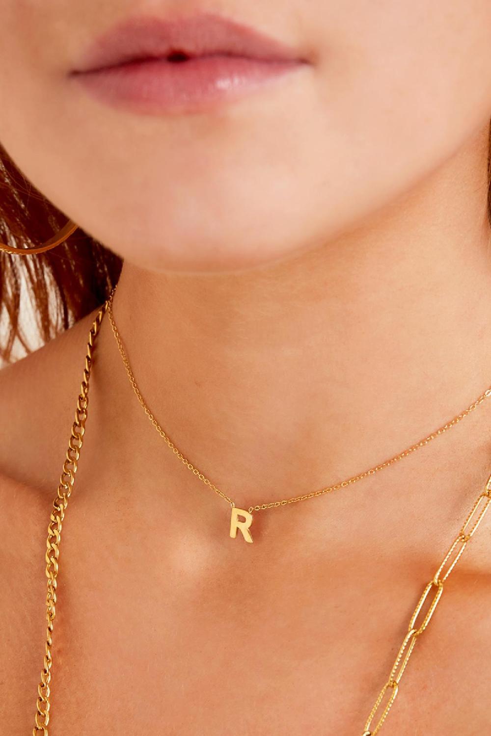 Collier En Acier Inoxydable Initiale C Couleur Or Image3