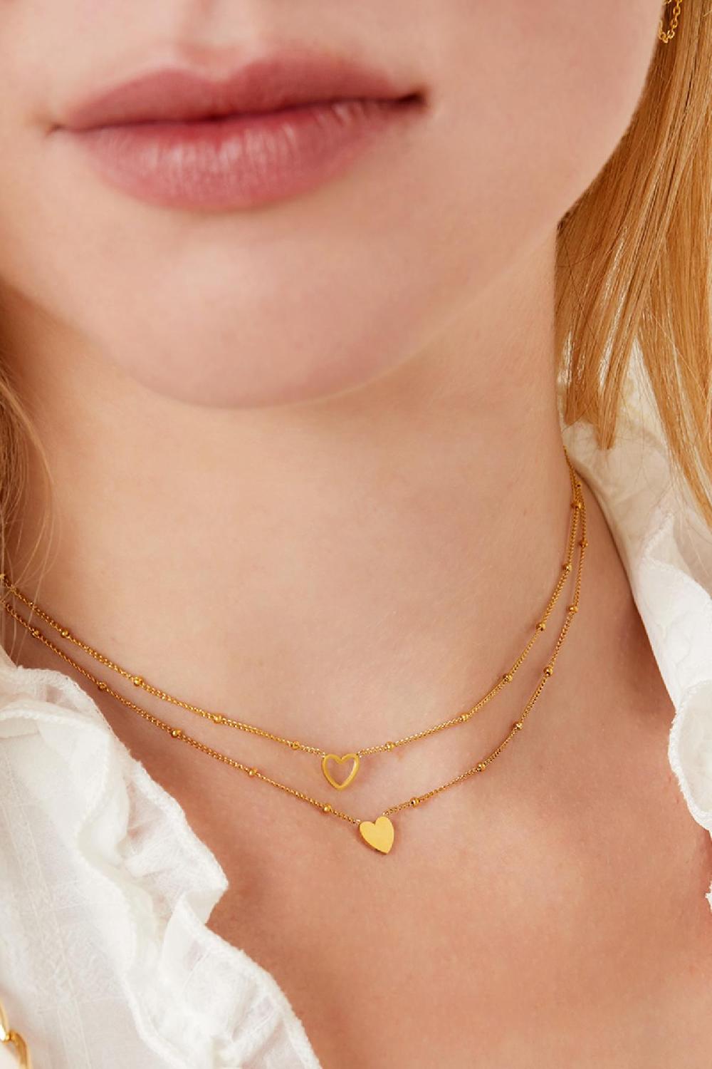 Collier Coeur Minimaliste Couleur Or Acier Inoxydable Image2