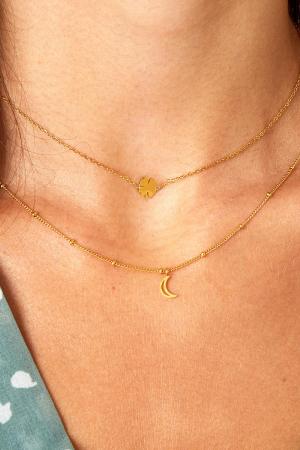 Collier Minimaliste Lune Ouverte Argenté Acier Inoxydable h5 Image2