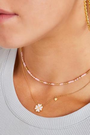 Collier En Acier Inoxydable Trèfle Rose h5 Image3