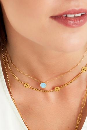 Collier En Acier Inoxydable Avec Trois Breloques Smiley Couleur Or h5 Image4