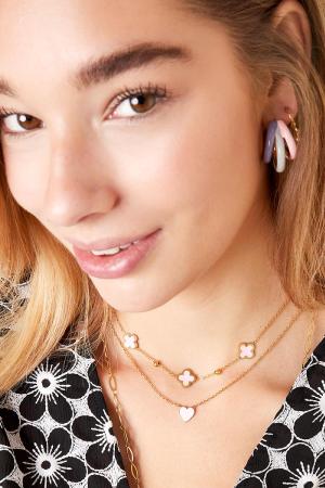 Collier 3 Trèfles Et Petites Boules Vert & Couleur Or Acier Inoxydable h5 Image2