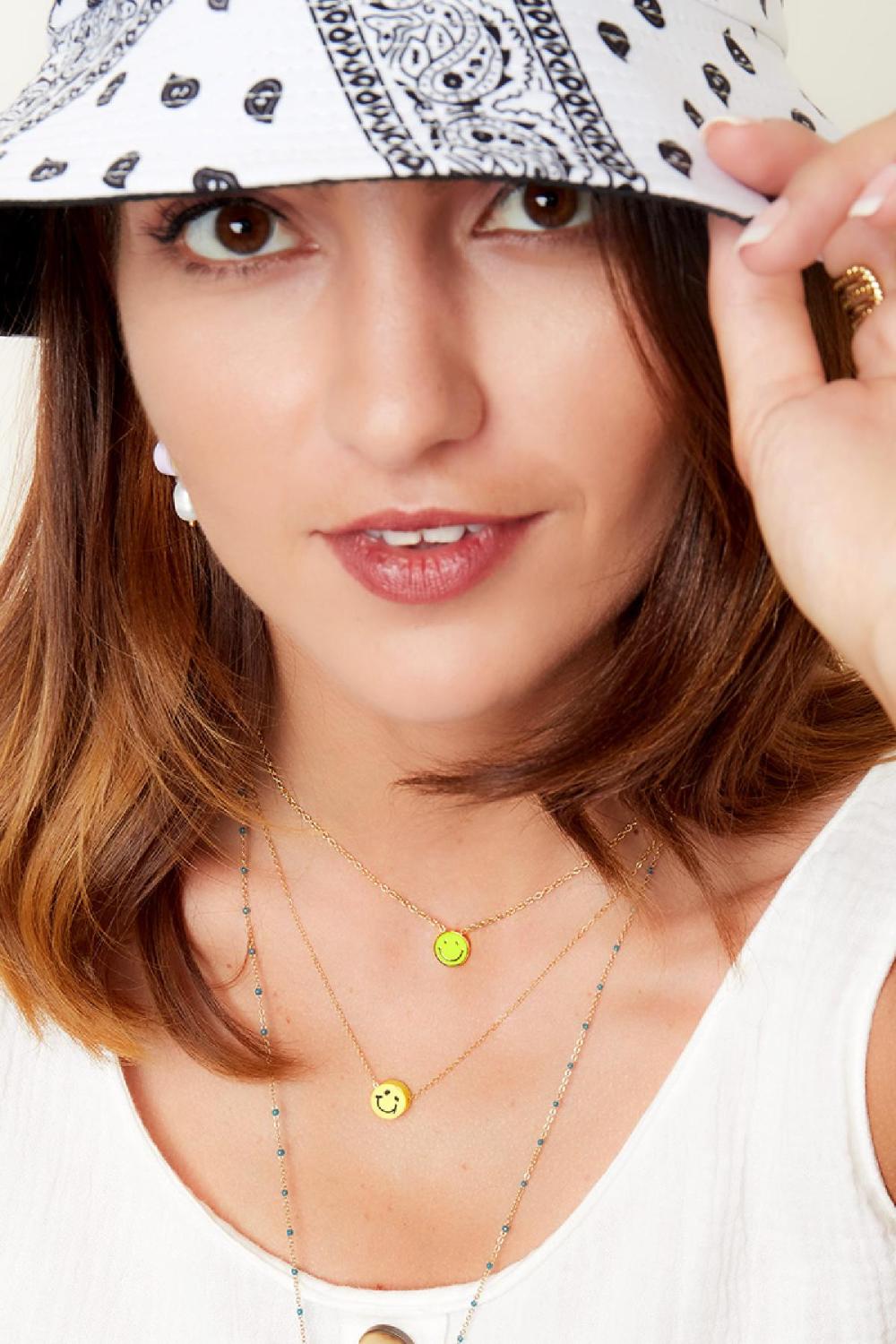 Collier En Acier Inoxydable Smiley Orange Image2