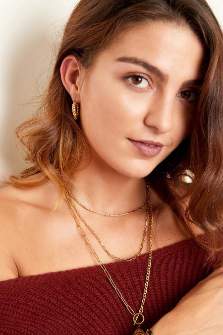 collier double en acier inoxydable couleur or 2