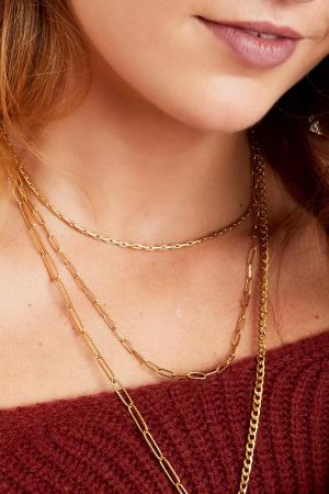 Collier Double En Acier Inoxydable Couleur Or h5 Image3