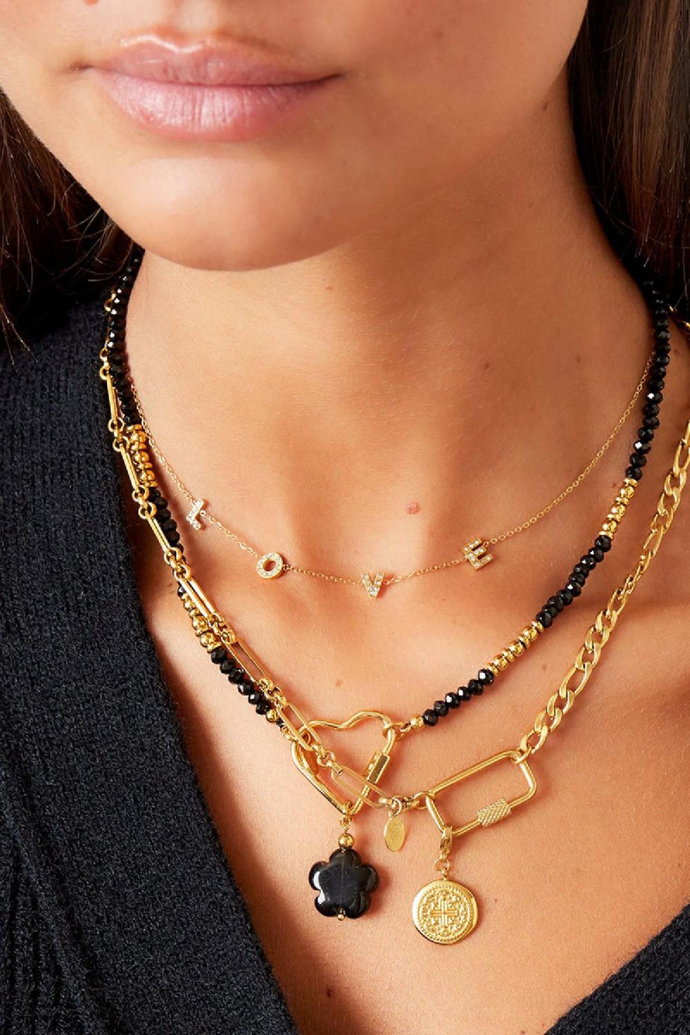 Collier En Acier Inoxydable Avec Pierres Et Coeur Bleu Stone Image3