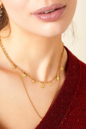 Collier Multiples Smileys Couleur Or Acier Inoxydable h5 Image3