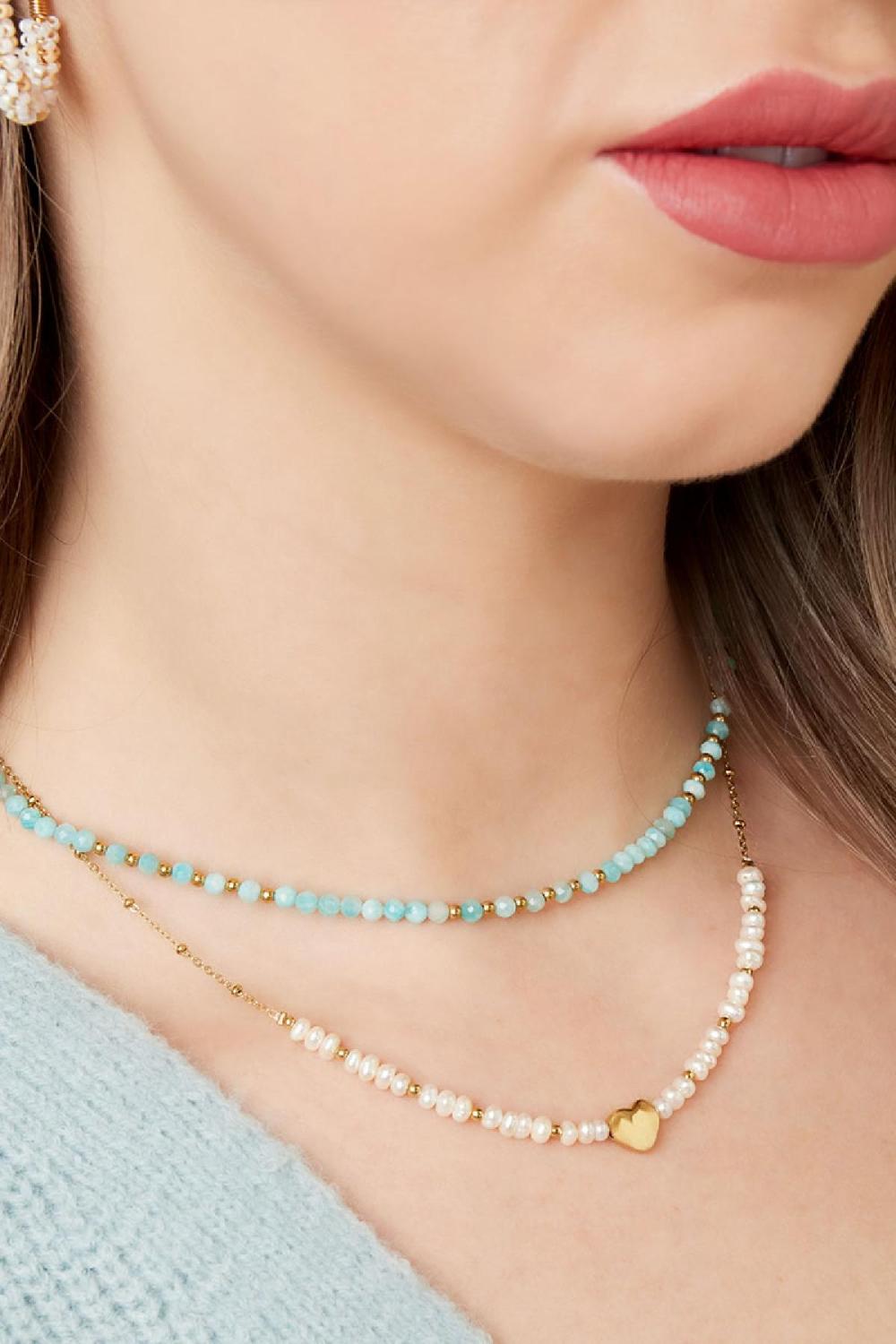 Collier Jolie Perle Couleur Or Acier Inoxydable h5Image3