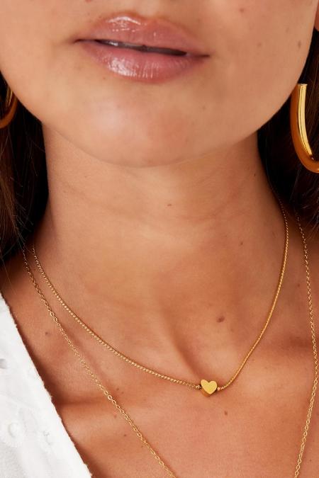 Collier Coeur Couleur Or Acier Inoxydable 2