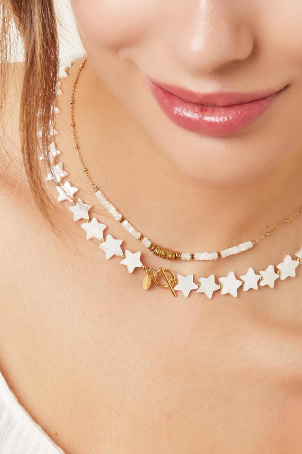 Collier Coquillages Étoiles - Collection Plage Couleur Or Blanc Coquilles h5Image3