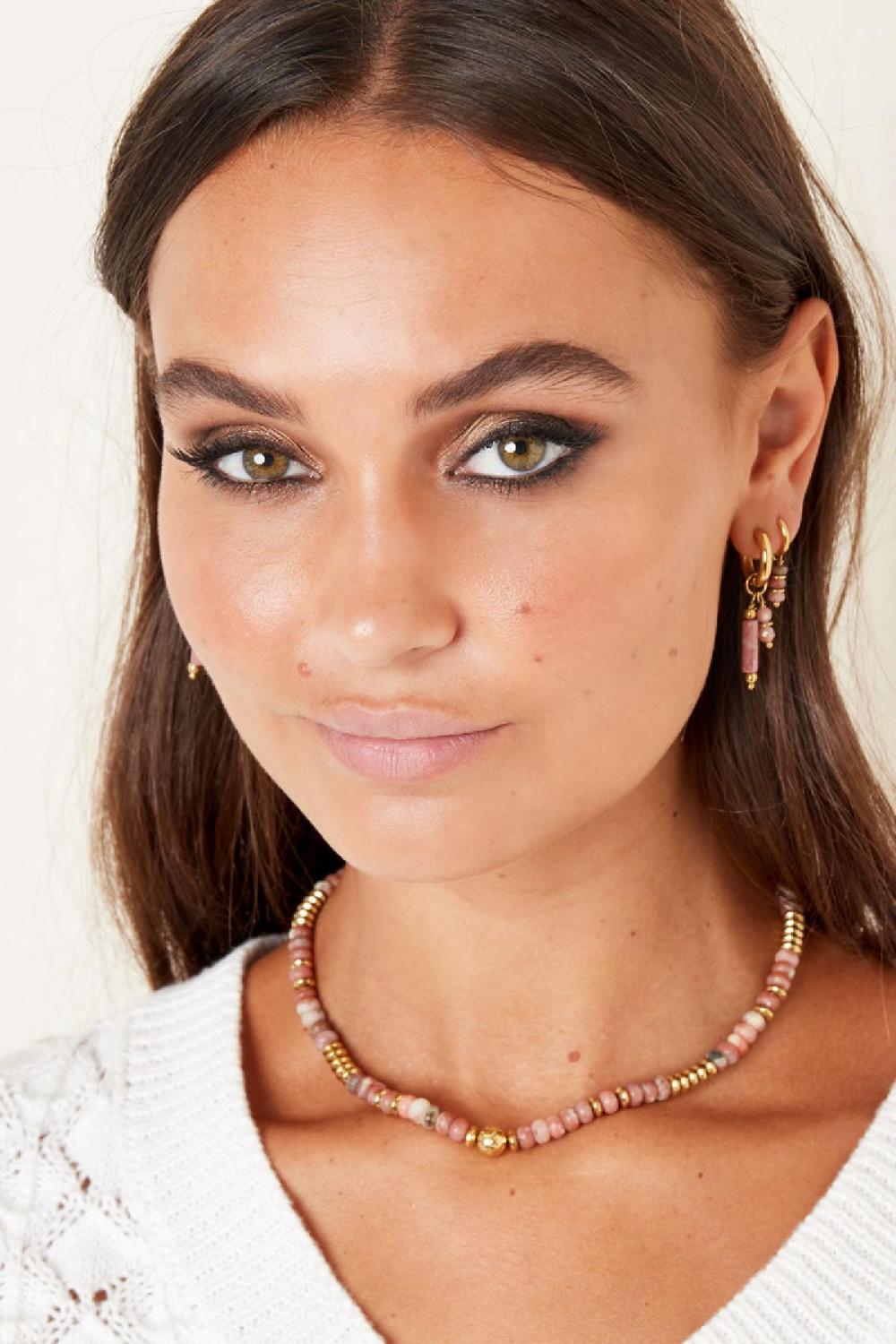Collier Avec Perles De Pierres Multicolores - Collection Pierres Naturelles Multicouleur Stone h5Image2