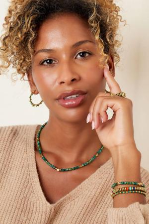 Collier Avec Petites Pierres Colorées Vert & Couleur Or Stone h5 Image2