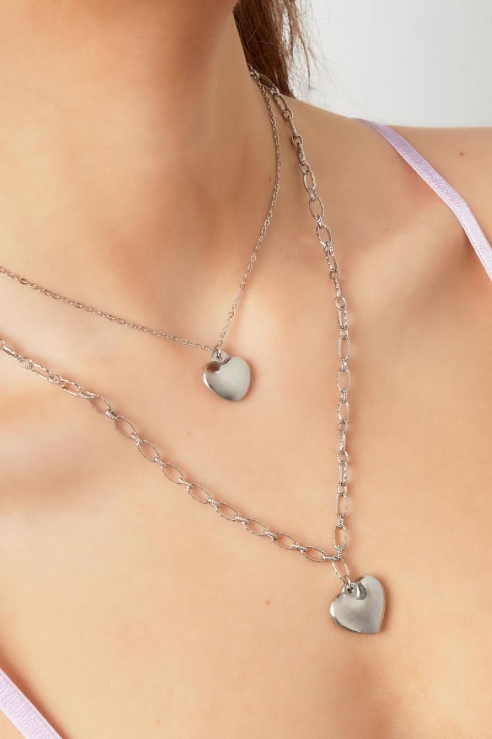 Collier Avec Coeur Couleur Or Acier Inoxydable Image3