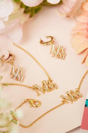 Collier En Cuivre Avec Petites Pierres De Zircon Avec Texte Mama Couleur Or Cuivré h5 Image2