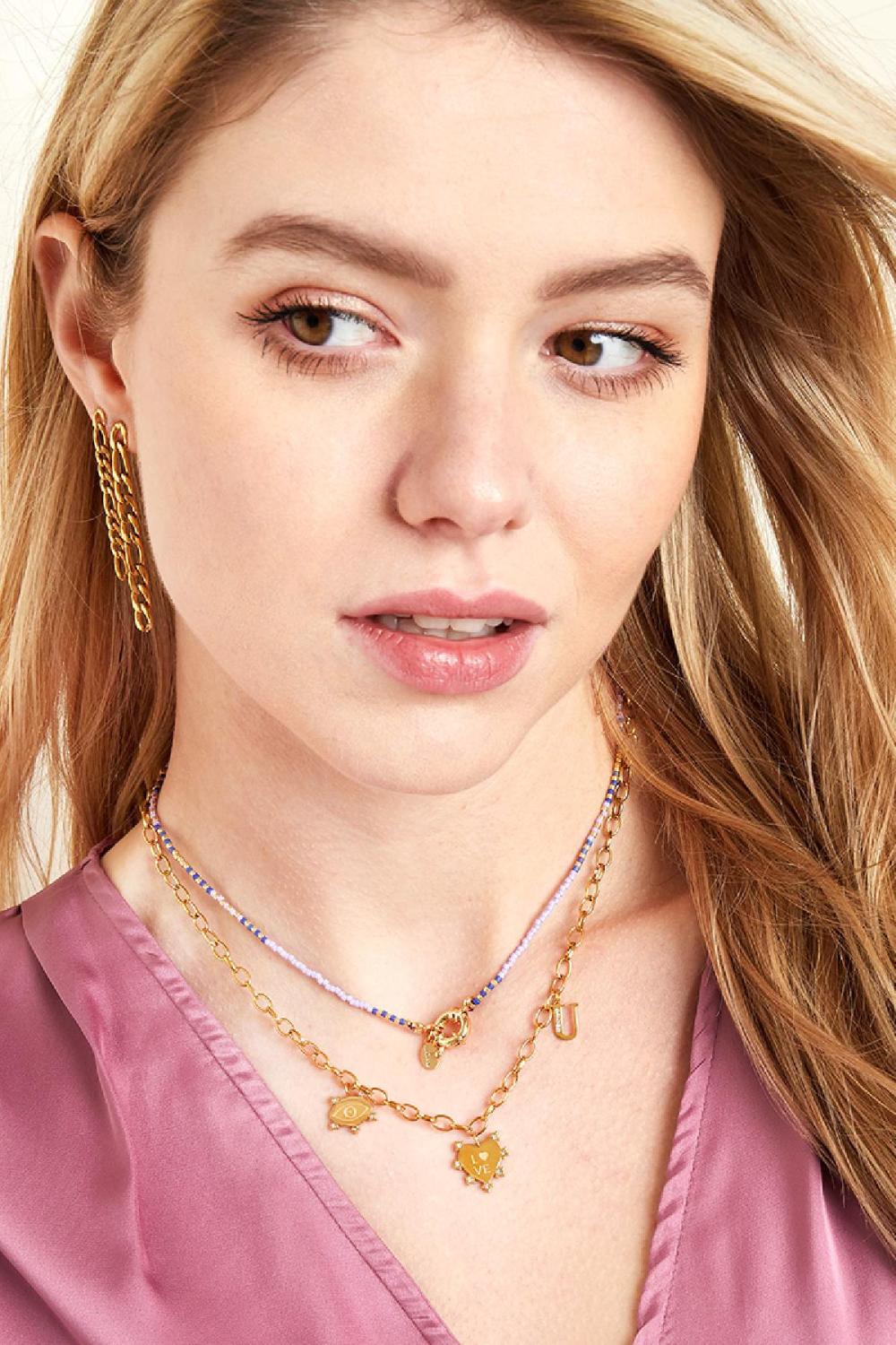 Collier Eye-Love-You Chunky Argenté Acier Inoxydable Image2