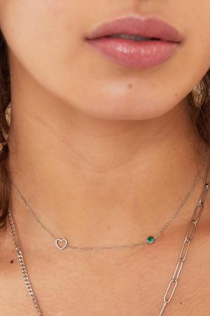 Collier Pierre De Naissance Janvier Argent Rouge Acier Inoxydable h5 Image2