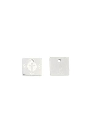 Charm Cross Argenté Acier Inoxydable h5