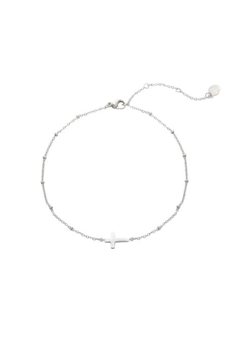 Anklet Classic Cross Argenté Acier inoxydable
