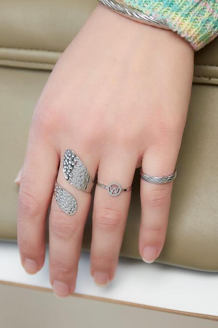 Bague en acier inoxydable initiale A Argenté 2