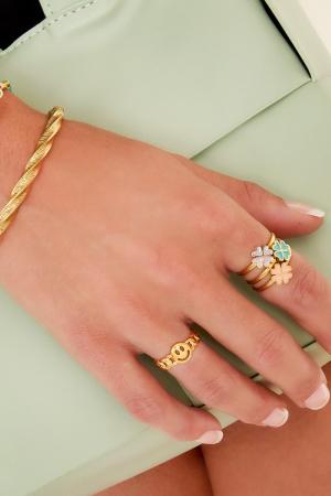 Bague En Acier Inoxydable Smiley Couleur Or One Size h5 Image2