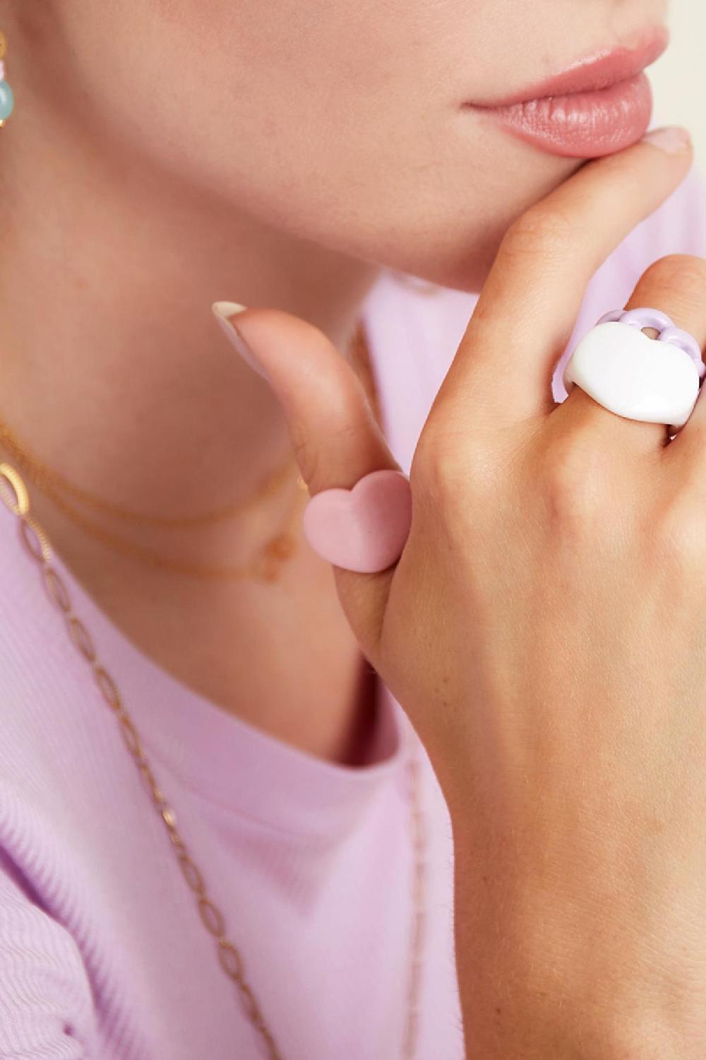 Bague Bonbon En Forme De Coeur Noir Plastique 16 h5Image2