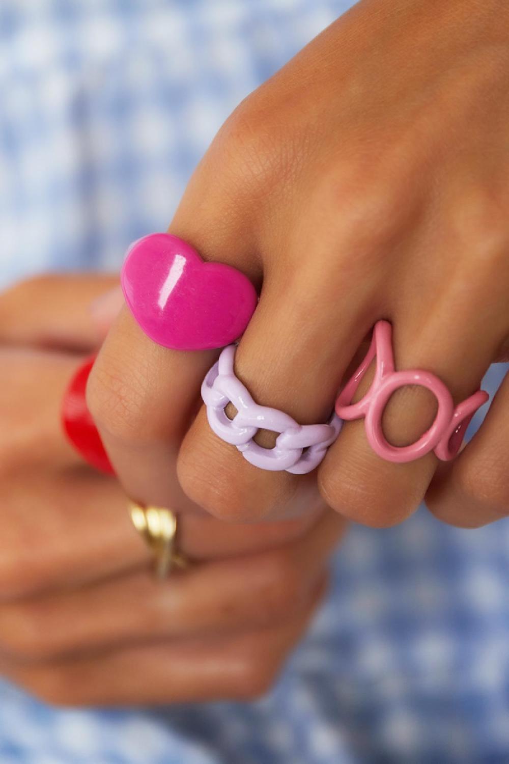 Bague Bonbon En Forme De Coeur Noir Plastique 16 h5Image3