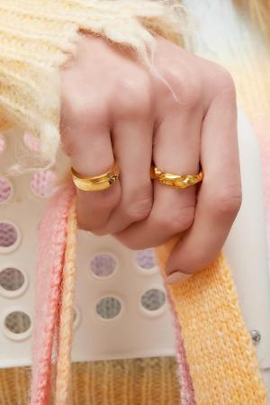 Bague Forme Organique Acier Inoxydable One Size h5 Image3