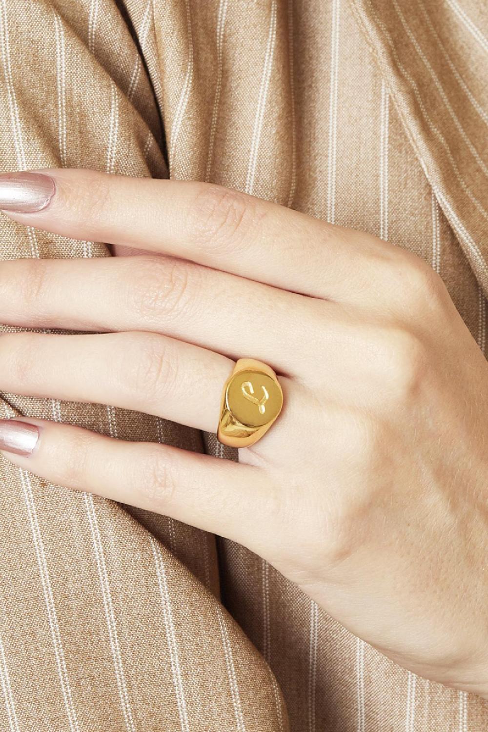 Ring Initial Z Signet Ring #16 Couleur Or Acier Inoxydable Image2