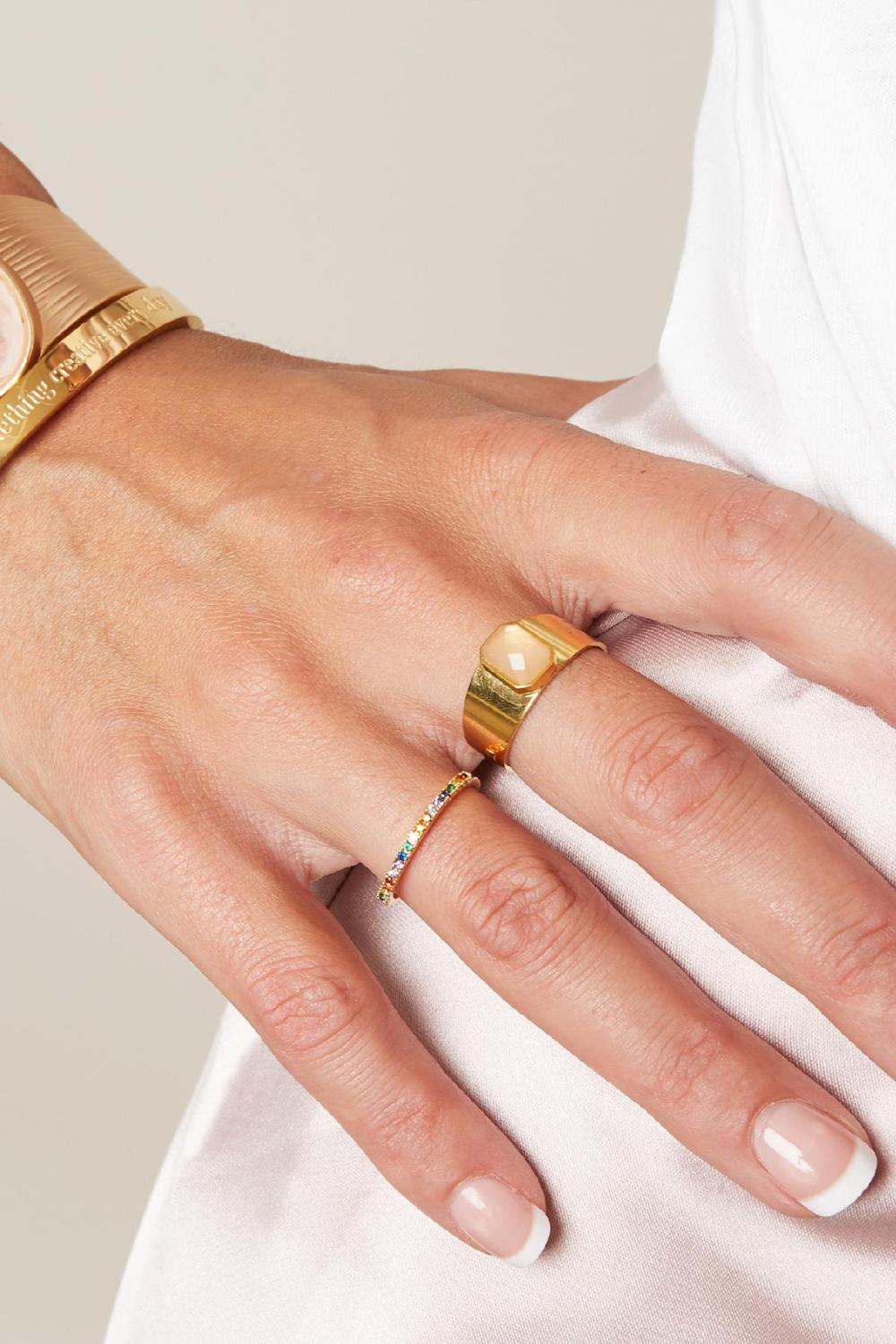 Ring Color Party Jaune Acier Inoxydable One Size Image7