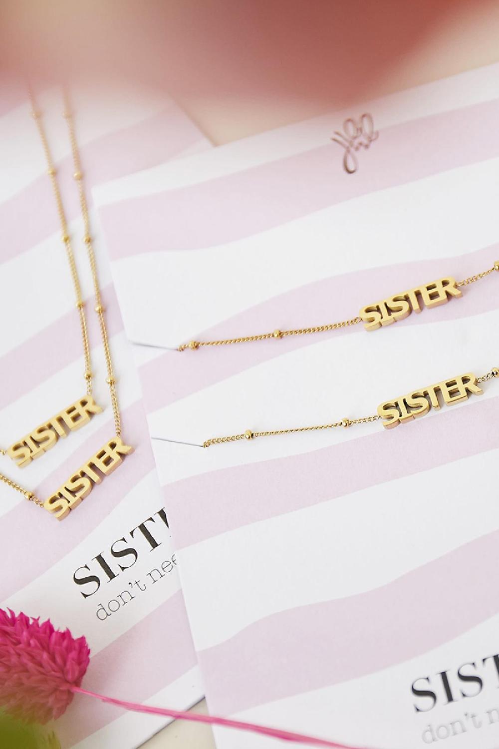 Bracelet Sisters Don't Need Words Acier Inoxydable Image2