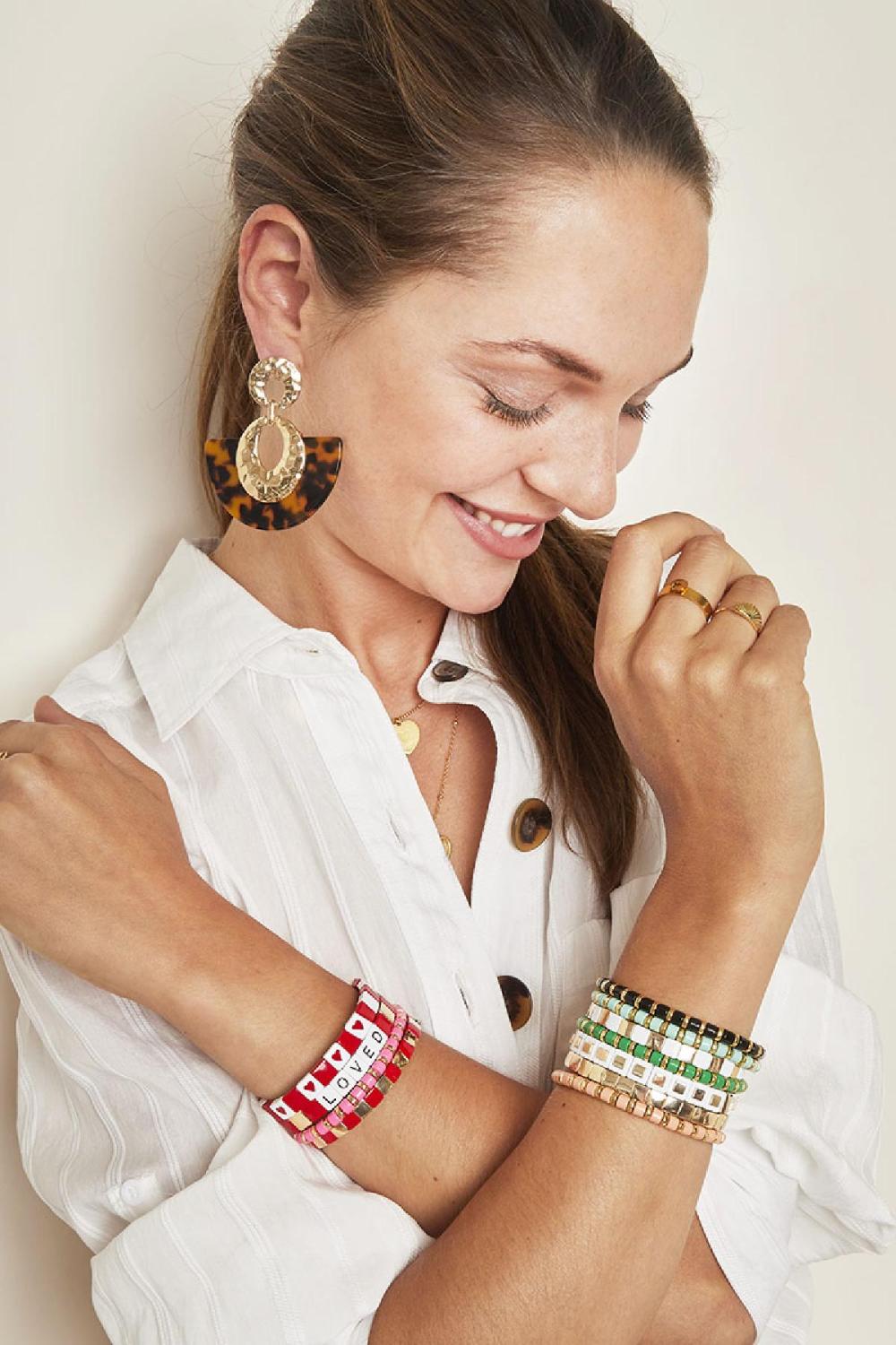 Bracelet Colored Bricks Heart Rouge Métal h5Image2