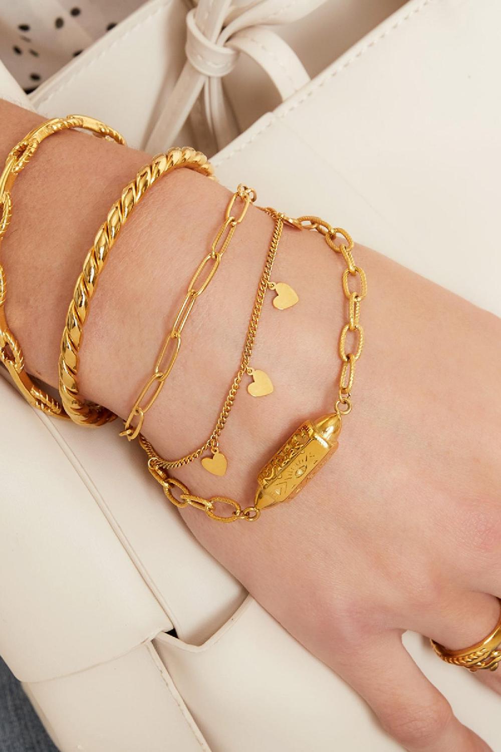 Bracelet Chaîne Cœur Argenté Acier Inoxydable Image2