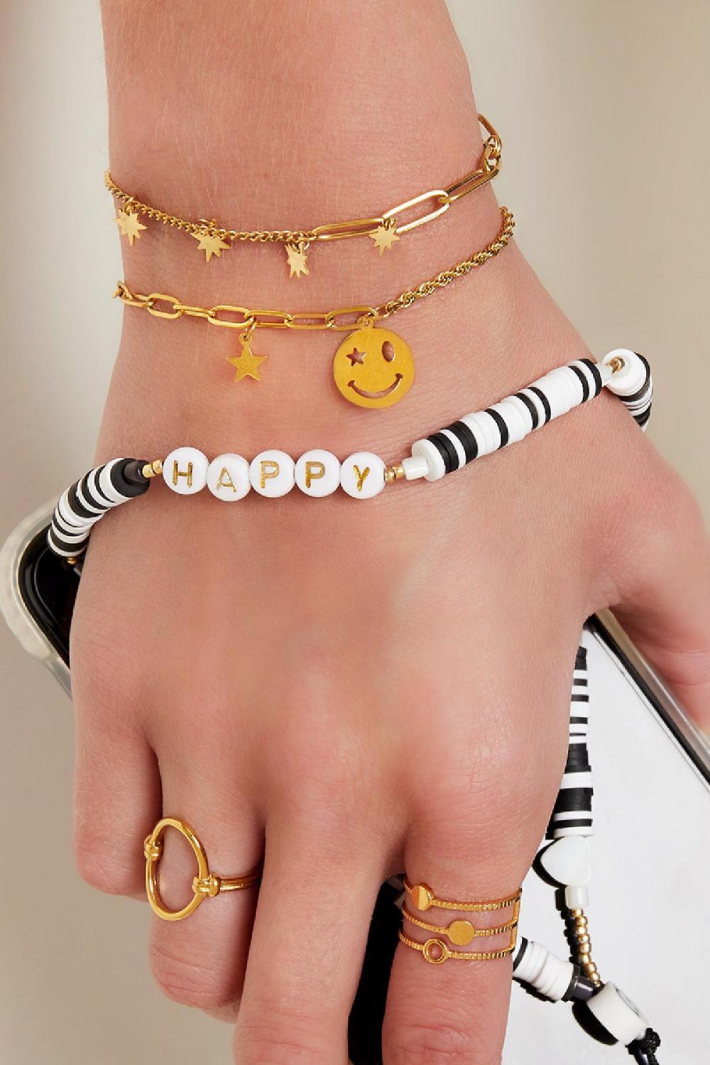 Bracelet En Acier Inoxydable Avec Breloques Étoiles Couleur Or Image3
