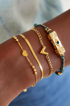 Bracelet Acier Inoxydable Lettre V Couleur Or h5 Image2