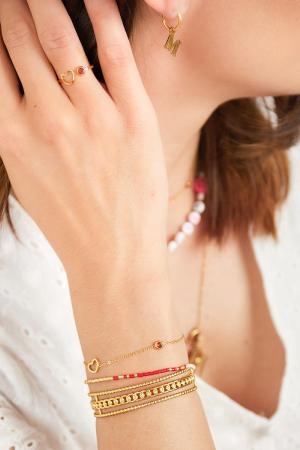 Bracelet Pierre De Naissance Janvier Couleur Or Rouge Acier Inoxydable h5 Image2