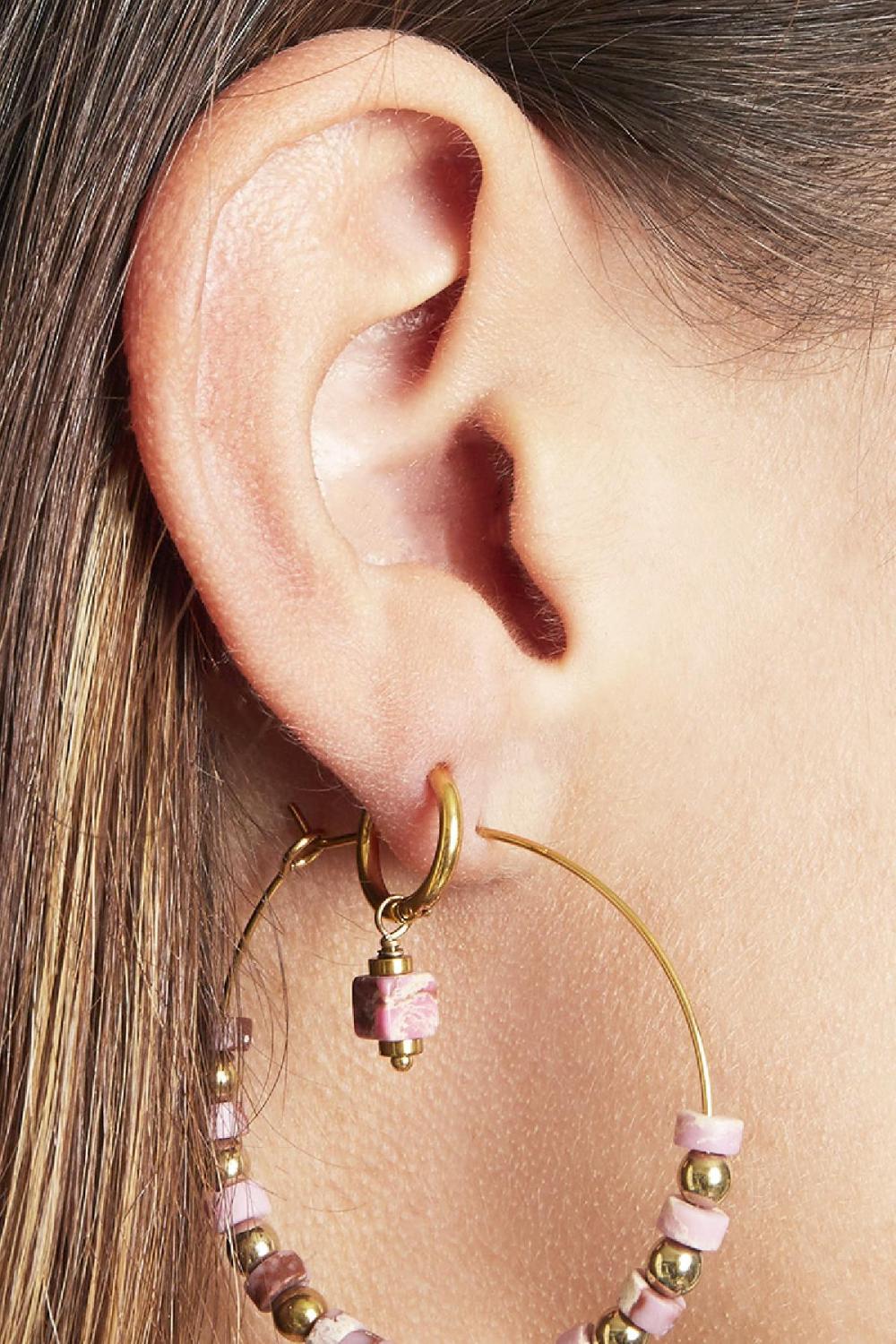 Boucles D'oreilles Blocks Blanc Acier Inoxydable Image2