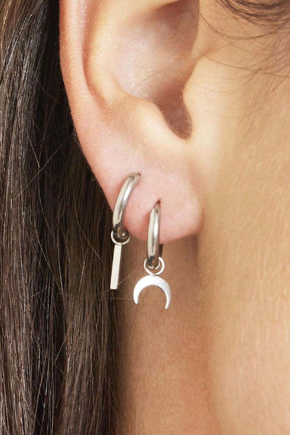 Boucles D'oreilles Hanging Bar Argenté Acier Inoxydable Image2