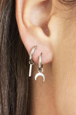 Boucles D'oreilles Hanging Bar Argenté Acier Inoxydable h5 Image2