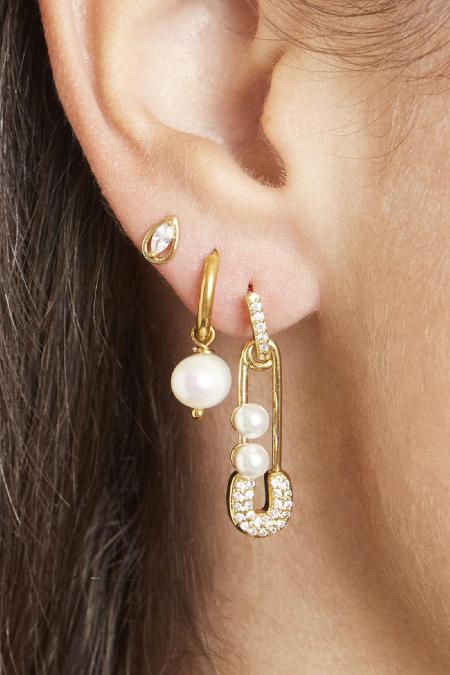 Boucles d'oreilles Pearl Of The Sea Gris Acier inoxydable 2