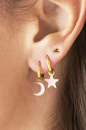 Boucles D'oreilles Pastel Moon Bleu & Couleur Or Acier Inoxydable h5 Image2