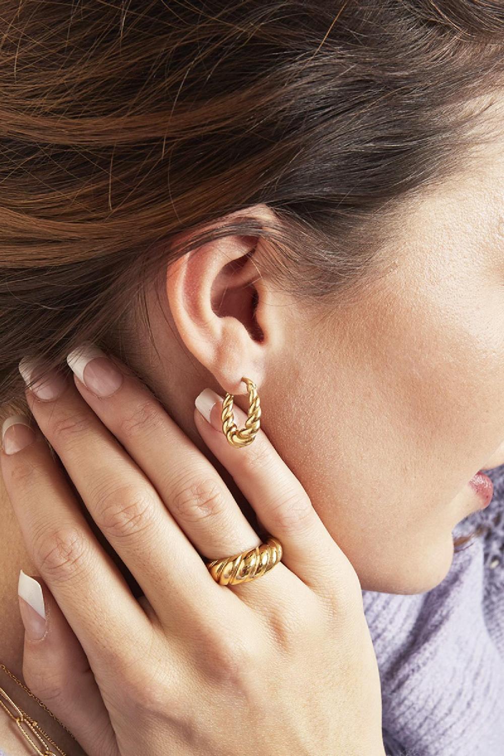 Boucles D'oreilles Dangling Twist Acier Inoxydable h5Image2