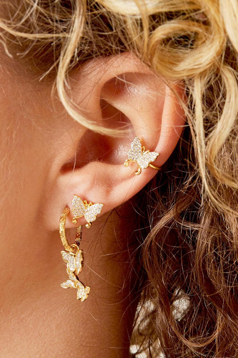 Earcuff Flying Diamonds Argenté Cuivré Image2