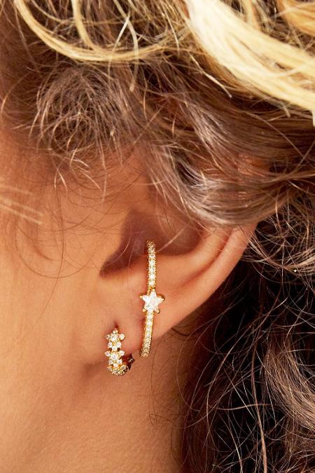 Boucles d'oreilles créoles étoile strass - cuivre 2